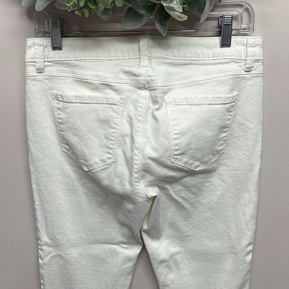 Lauren Conrad Cream Off White Skinny Crop Denim Jeans Embroidered Hem 6 - Picture 5 of 15